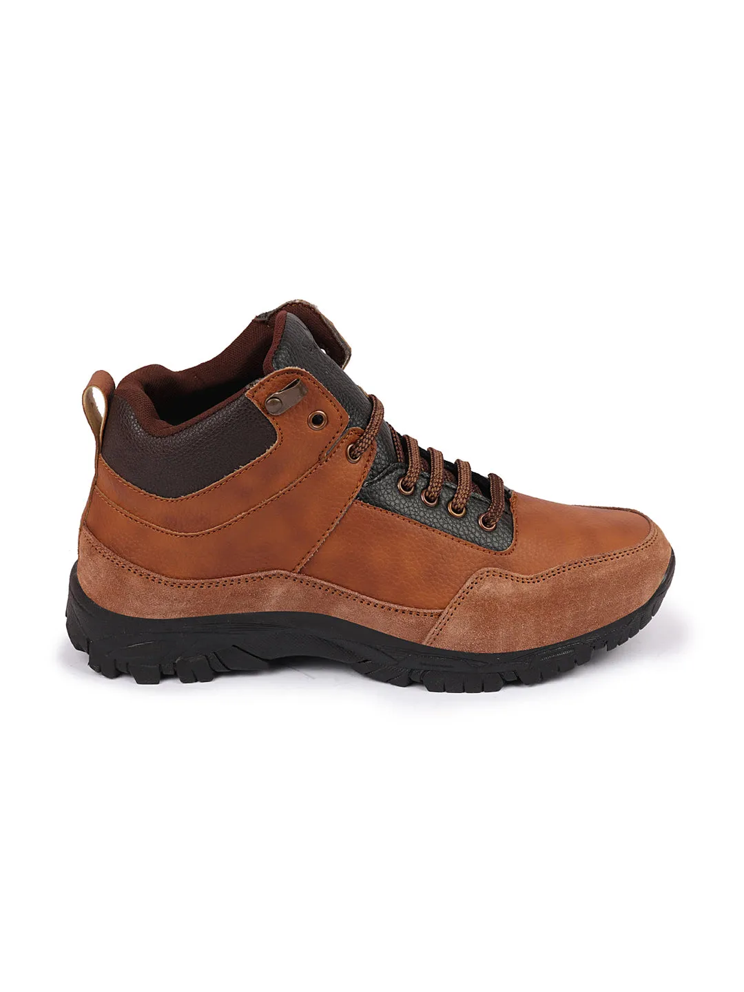 Men Tan Ankle Top Suede Leather Lace Up Trekking and Hiking Boots