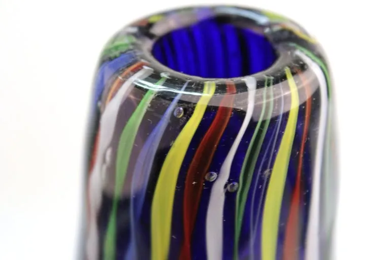 Modern Murano Studio Art Glass Vase with Twisted Stripes Motif