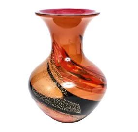 Modern Studio Art Glass Vase With Gold Flecks