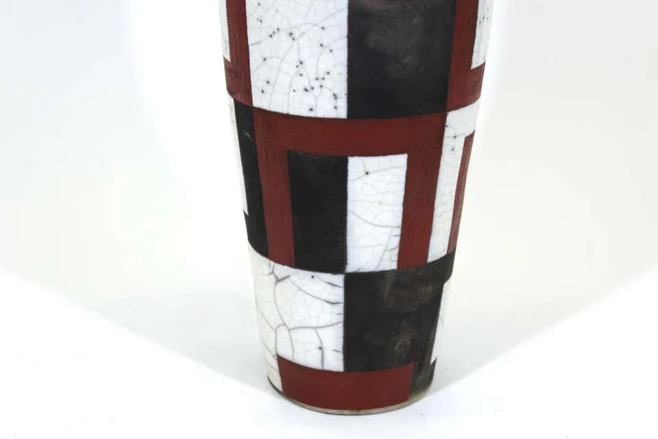 Modern Studio Pottery Ceramic Vase with Geometric Decor