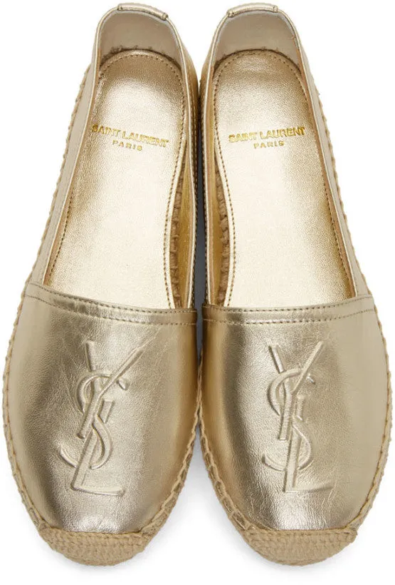 Monogram Espadrille Metal Leather, Pale Gold