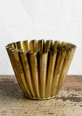 Pleated Brass Planter