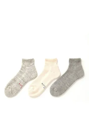 RoToTo Organic Daily 3 Pack Ankle Socks Ecru / Gray