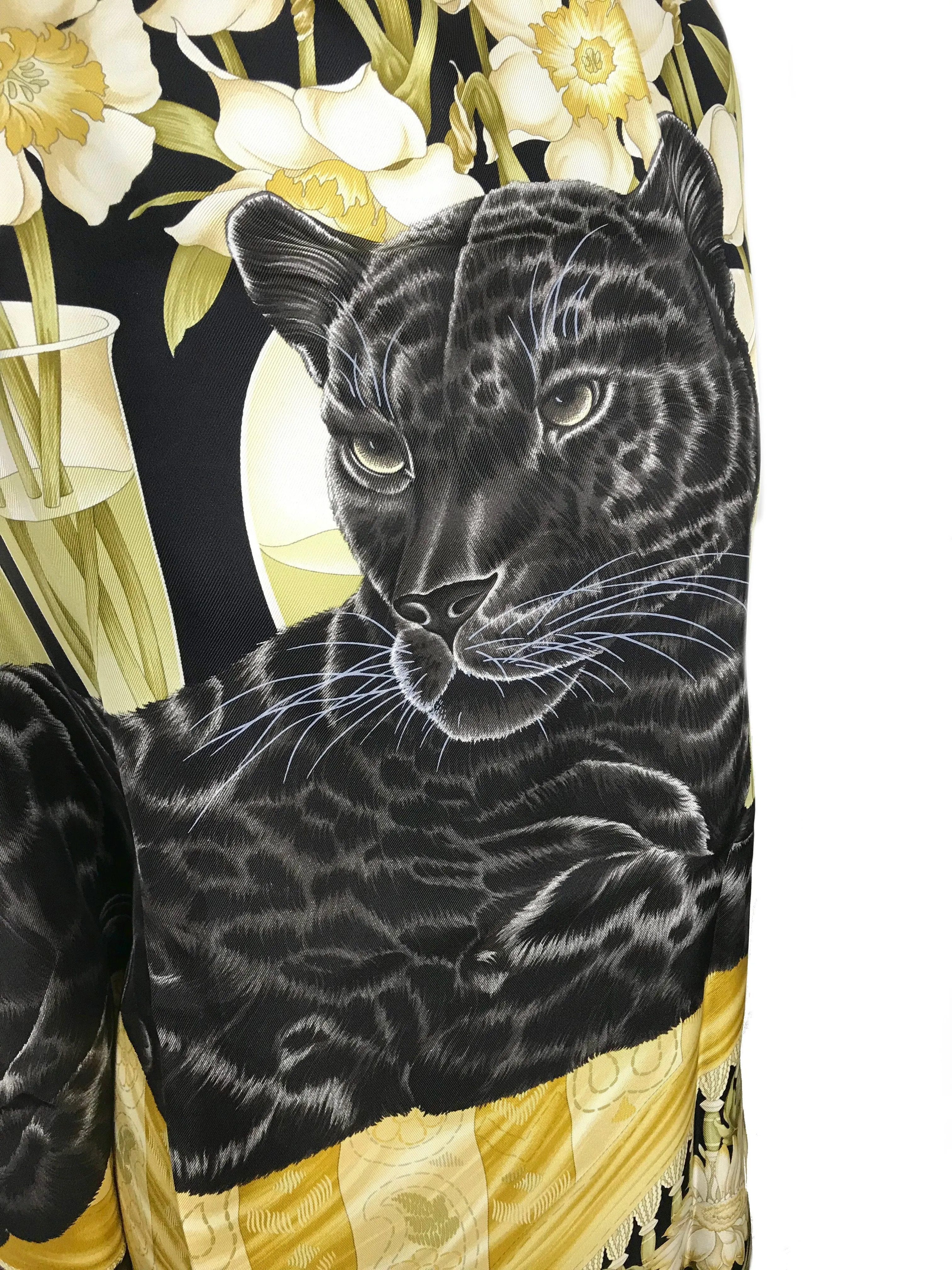 Salvatore Ferragamo Jaguar Print Silk Scarf