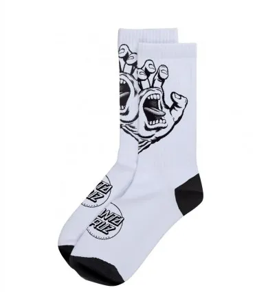 Santa Cruz leisure socks Screaming Hand Mono Socks SCA-SCK-0131 white