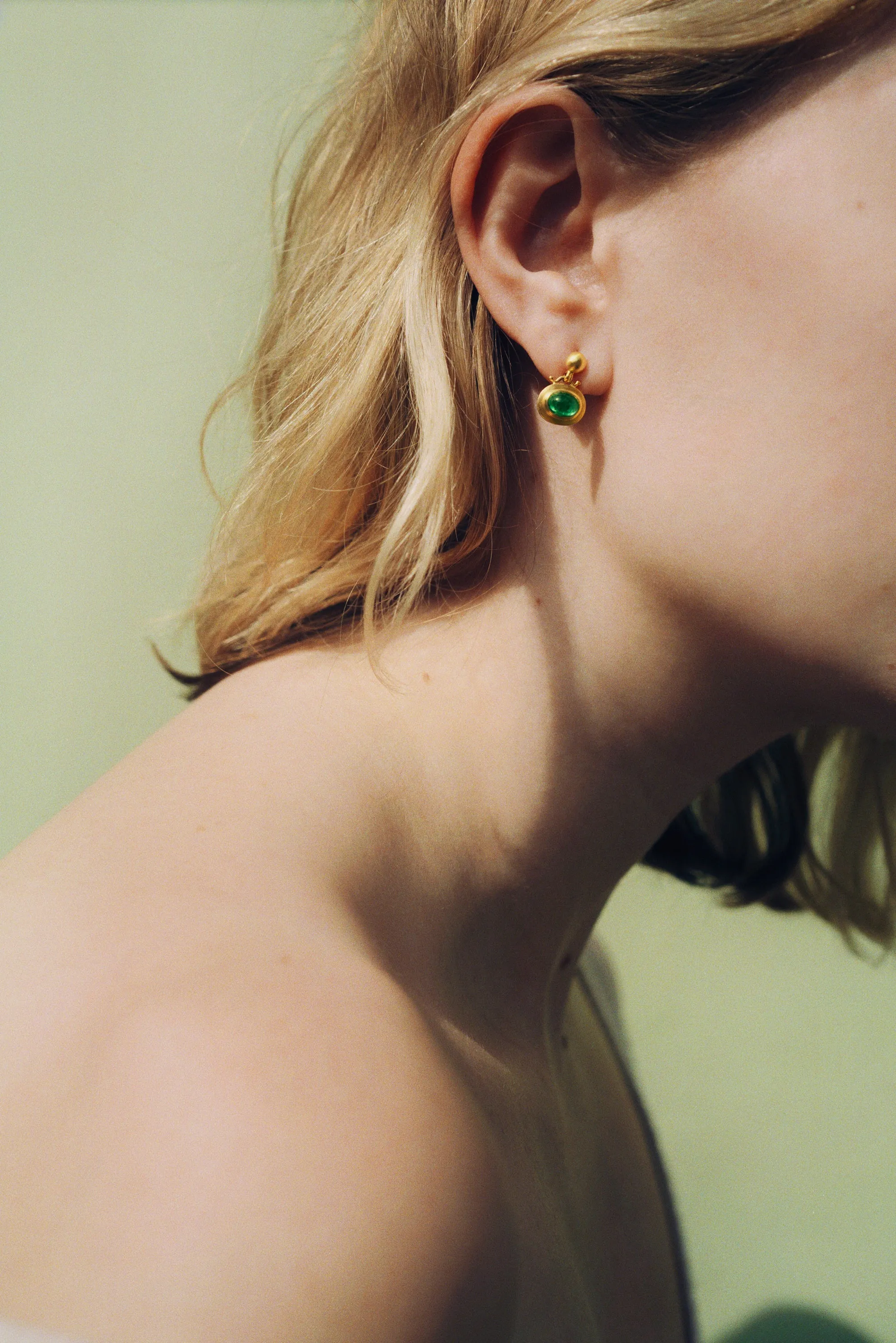 Small Emerald Bell Earrings