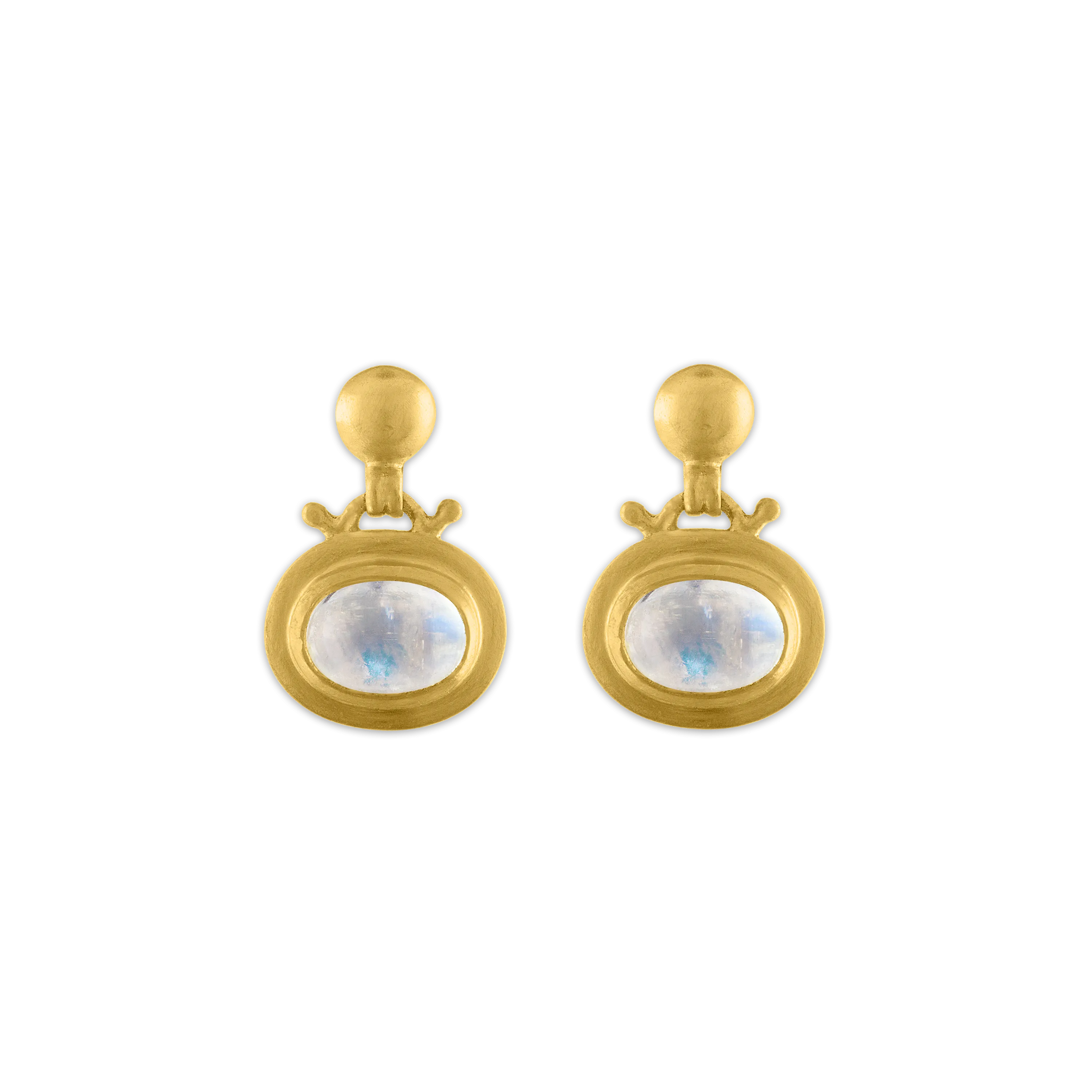 Small Rainbow Moonstone Bell Earrings