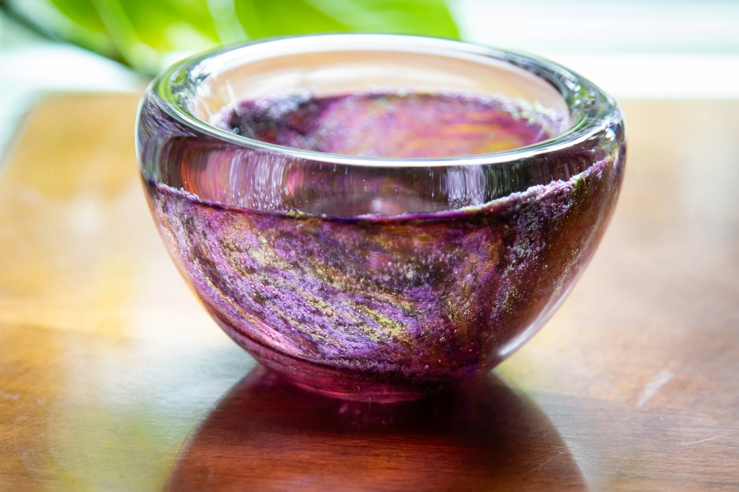 Solid Glass Bowl with Cremation Ash