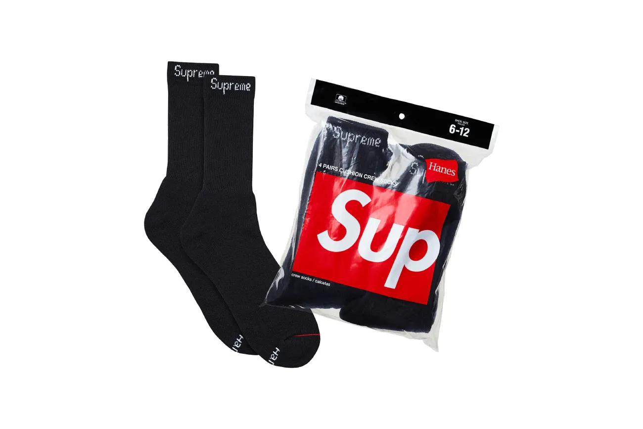 Supreme Hanes Socks Black (SINGLE)