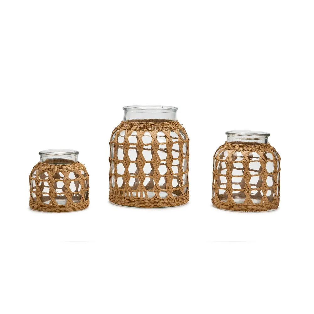 Two's Company Hand-Woven Lattice Vase