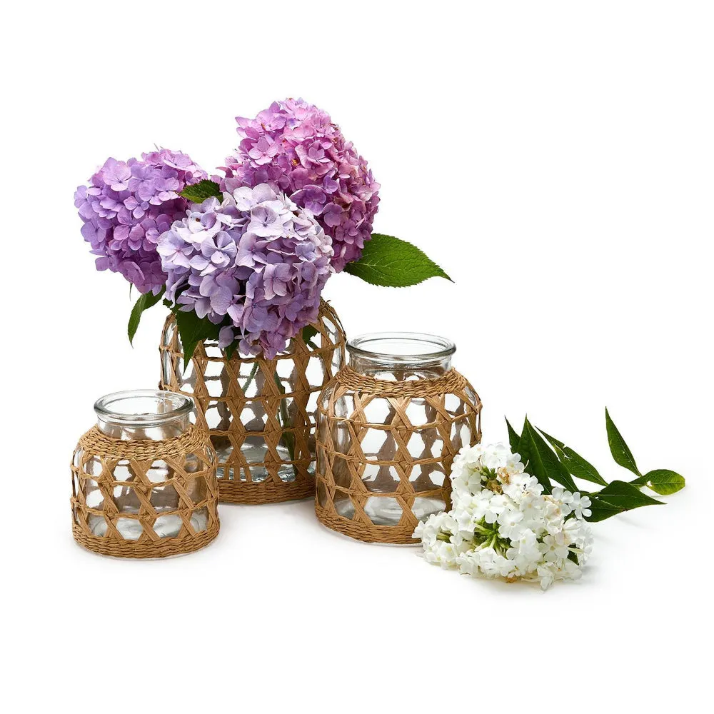 Two's Company Hand-Woven Lattice Vase