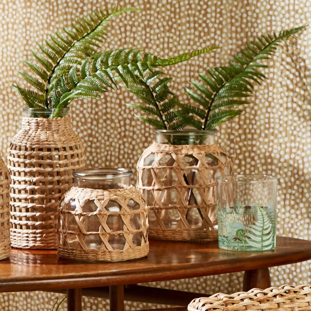 Two's Company Hand-Woven Lattice Vase