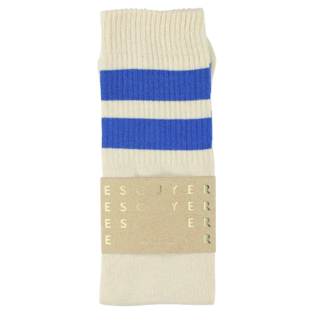 Unisex Tube Socks - Ecru / Bright Blue