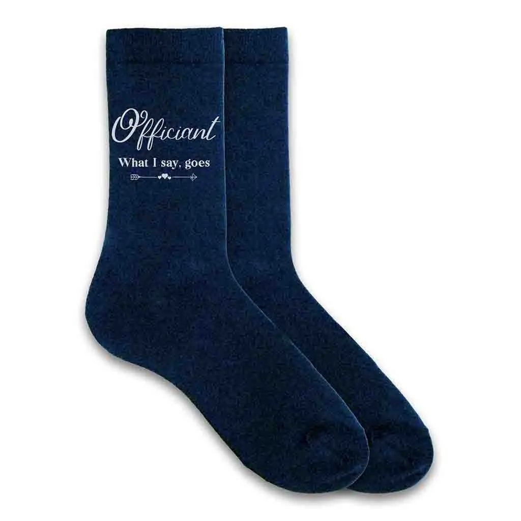 Wedding Party Socks with a Fun Saying for the Officiant