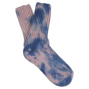 Women Tie Dye Socks - Indigo / Coral