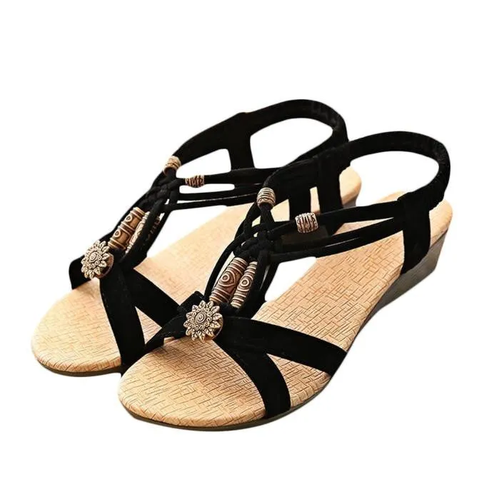 Women's Casual open-toe Flat Buckle Shoes