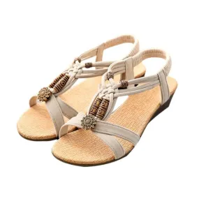 Women's Casual open-toe Flat Buckle Shoes