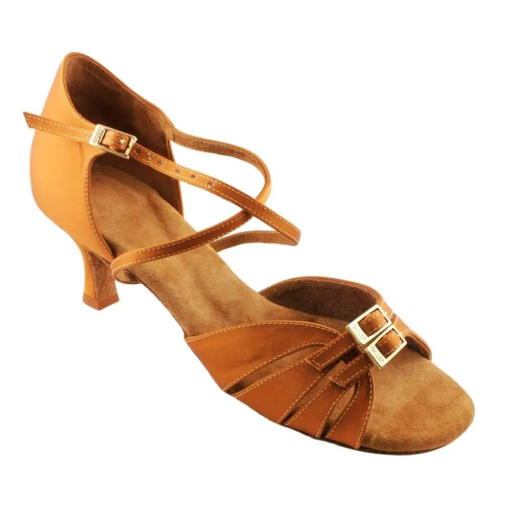 Women's Latin Dance Shoes, 2274 Tatiana, Light Cedar Satin, Heel 6cm Flare W